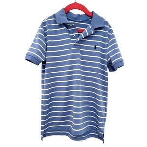LA1. Ralph Lauren Performance Boy’s Striped Blue and White Polo Shirt Collared